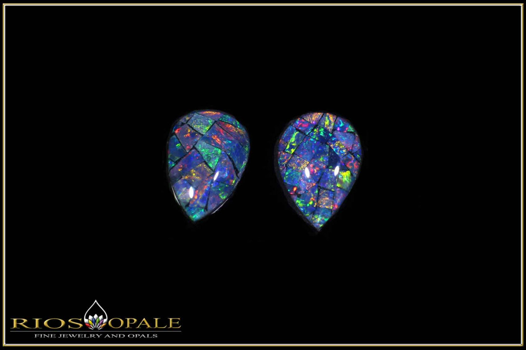 2 Stück Coober Pedy Mosaik Opal Tripletten - 2,50ct