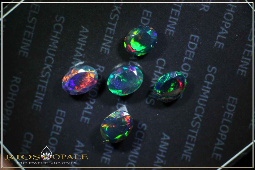 5 Stück Welo Opal smoked und facettiert im Ovalschliff - 4,25ct