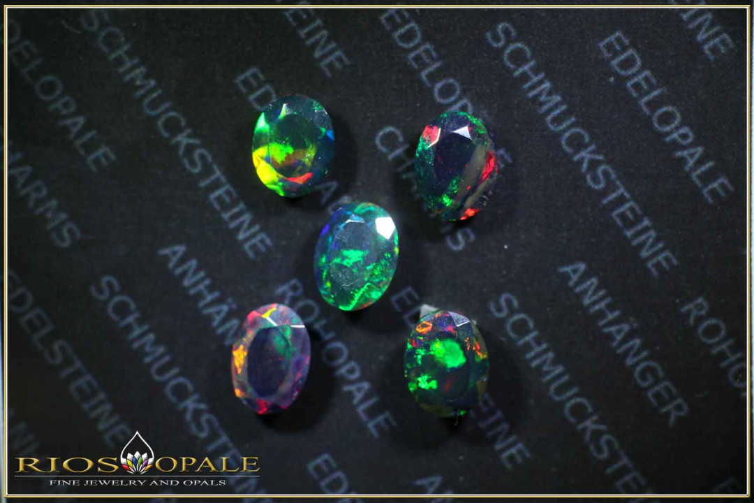 5 Stück Welo Opal smoked und facettiert im Ovalschliff - 4,25ct