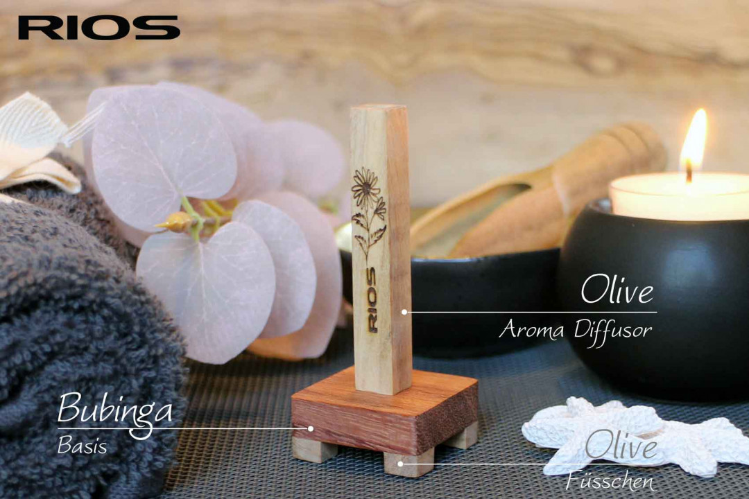 RIOS Edelholz Aroma Diffusor aus Olive und Bubinga